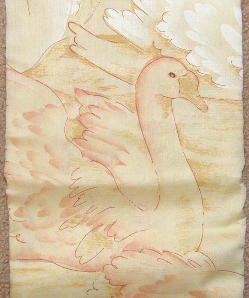 Earthtone Swan Print Fabric Cotton/Poly Dress Material Goose Print Material Remnant