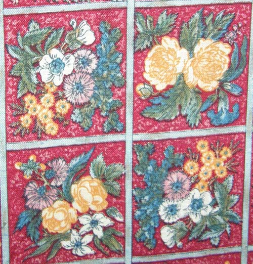 Floral Print on Burgundy Fabric Cotton/Poly Dress Material Remnant