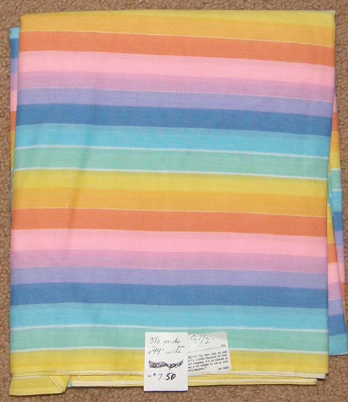Pastel Rainbow Print Fabric Cotton/Poly Dress Material Remnant