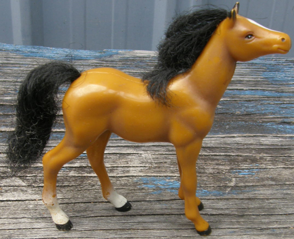 Vintage HG Toys Plastic Toy Horse Standing Bay Brown Foal