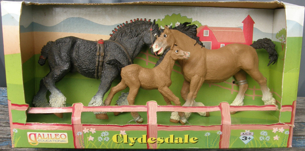 Vintage Safari Ltd Farm Life Black Clydesdale Stallion Shire Bay Clydesdale Mare & Foal Heavy Draft Horse Figurine #1500-05 G11320