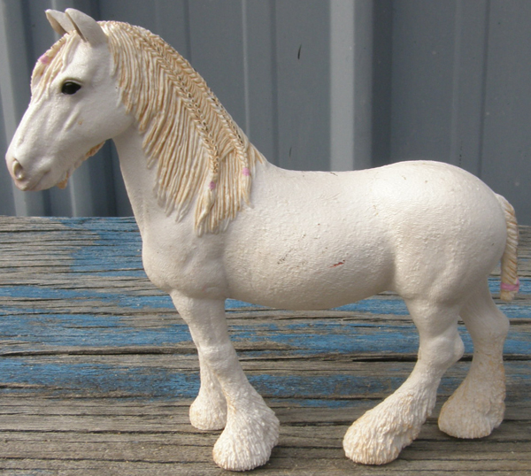 Schleich Shire Mare White Grey Draft Horse Figurine #13735