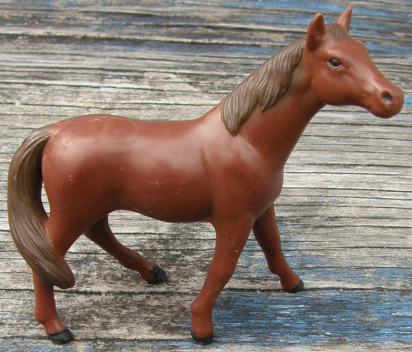 Vintage ERTL Miniature Horse Brown Dark Chestnut Standing Horse Figurine Plastic Rubber