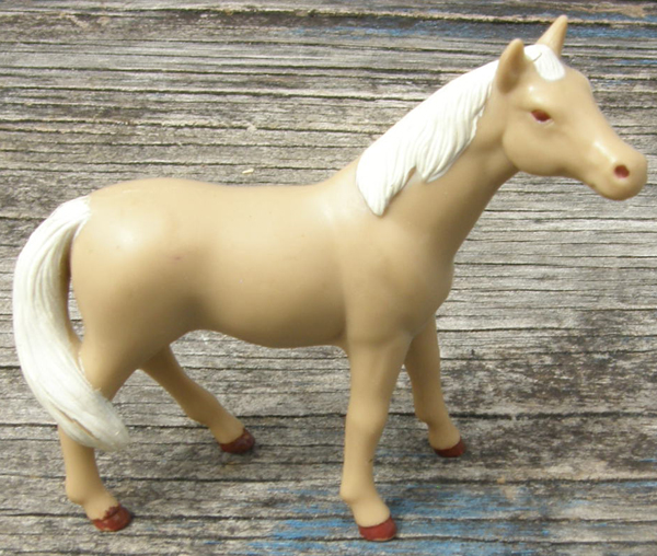 Vintage ERTL Miniature Horse Tan Palomino Standing Horse Figurine Plastic Rubber