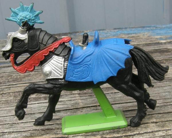 Vintage Britains Ltd Deetail Medieval Knights Black Horse on Stand