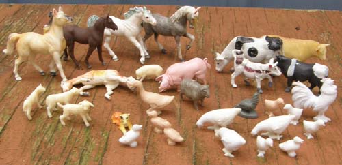 Vintage Miniature Farm Animals Collection Horses Cows Chickens Sheep