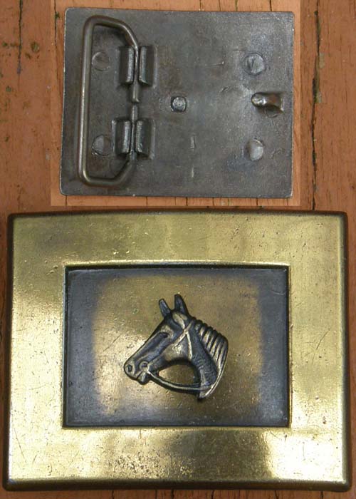 Vintage? Simple Brass Tone Horse Head On Belt Buckle Horsehead Western Belt Buckle