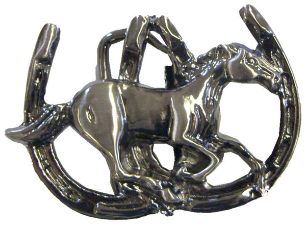 WOW Double Horseshoe Running Horse Belt Buckle Horse Shoe Belt Buckle Silver Tongue Buckle