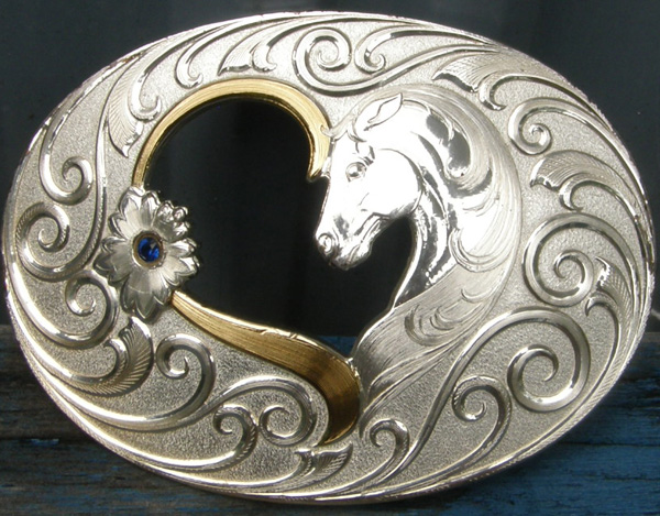 Montana Silversmiths Horse Love Belt Buckle Heart Cut Out Horsehead Buckle Horse Head Buckle