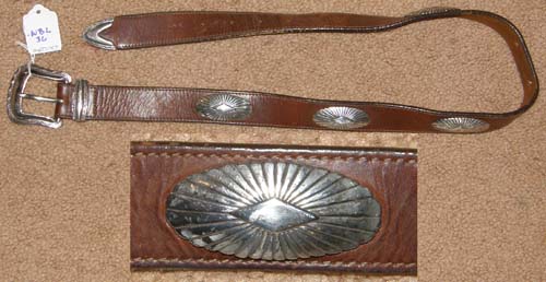 Leather Belt with Silver Conchos Leather Western Belt with Buckle