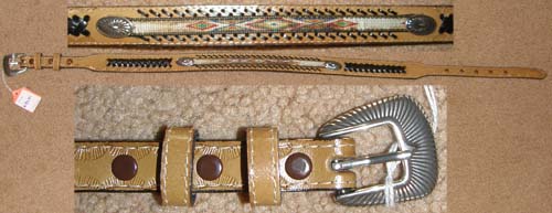Braided Leather Belt Southwestern Trim on Leather Western Belt Silver Belt Buckle Oval Silver Conchos Light Oil M 29"