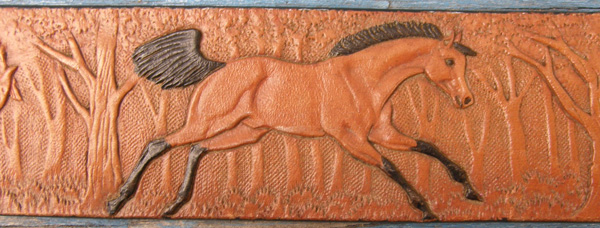 Vintage? Belt Factory Tooled Leather Belt Hand Painted Chestnut Buckskin Appaloosa Horses Skunk Hare Snake Pheasant Quail Century Canada Buckskin Horse Belt Buckle Chestnut Brown 28/33
