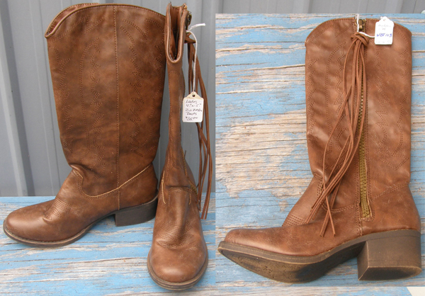 Madden Girl Durant Girl Tassel Boots Side Zip Western Boots Cowboy Boots Brown Ladies 4? 5?