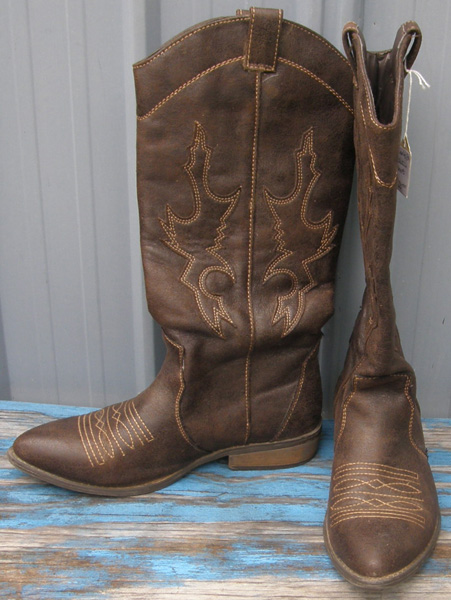 Rampage Waylen Boots Western Boots Cowboy Boots Cowgirl Boots Distressed Brown Ladies 8M