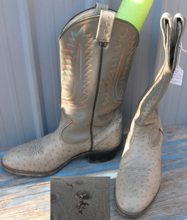 Hytest Ostrich Print Boots Steel Toe Western Boots Safety Boots Cowboy Boots Grey Mens 10 E