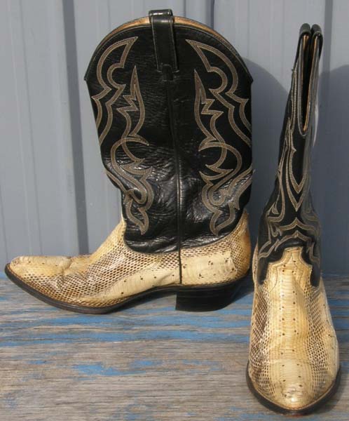 Snakeskin Western Boots Snake Skin Cowboy Boots Python Black/Tan Mens 10 1/2 D