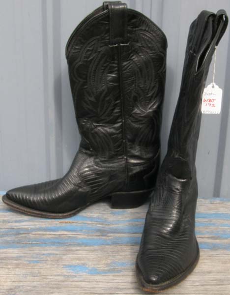 Vintage Justin Western Boots Lizard Leather Cowboy Boots Cowgirl Boots Black Ladies 6