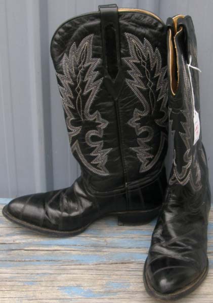 Corral Western Boots Eel Skin Leather Cowboy Boots Cowgirl Boots Eel Skin Black Ladies 6M