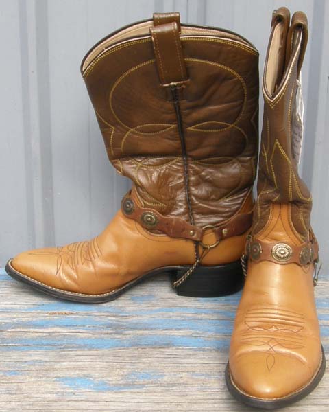 Custom Leather Western Boots Cowboy Boots Cowgirl Boots Camel Brown Ladies 7 Conco Boot Chains