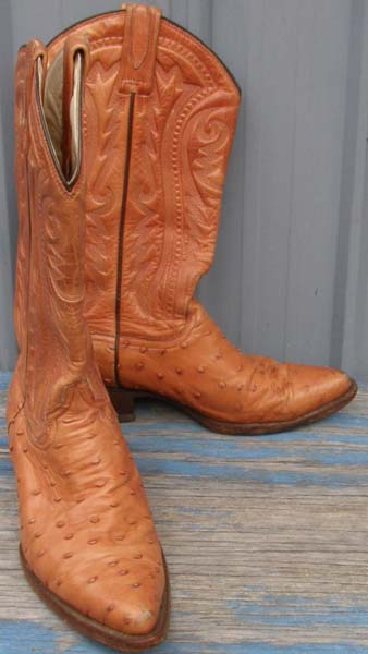 Rudel Western Boots Full Quill Ostrich Cowboy Boots Camel Tan Mens 6EE