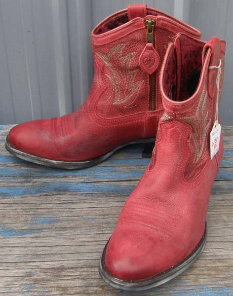 Ariat Billie Boot Unbridled Western Boots Zip Ankle Boots Cowboy Boots Red Ladies 6B