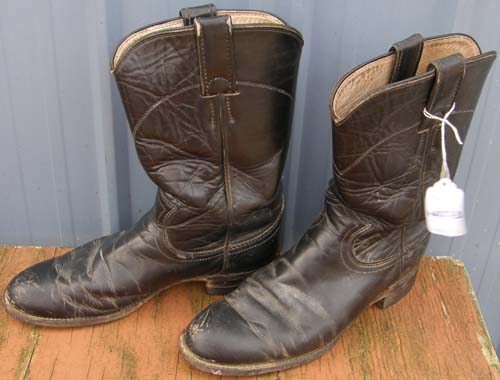 Justin Ropers Womens Black Kipskin Boot Black Kidskin Roper Boots Western Boots Cowboy Boots 6 1/2B