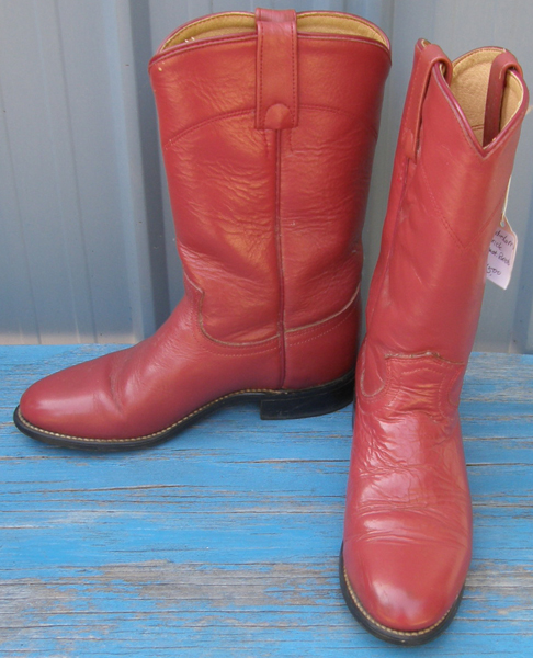Vintage Acme Western Boots Cowboy Boots Pull On Roper Boots Brick Reddish Brown Ladies 6 M