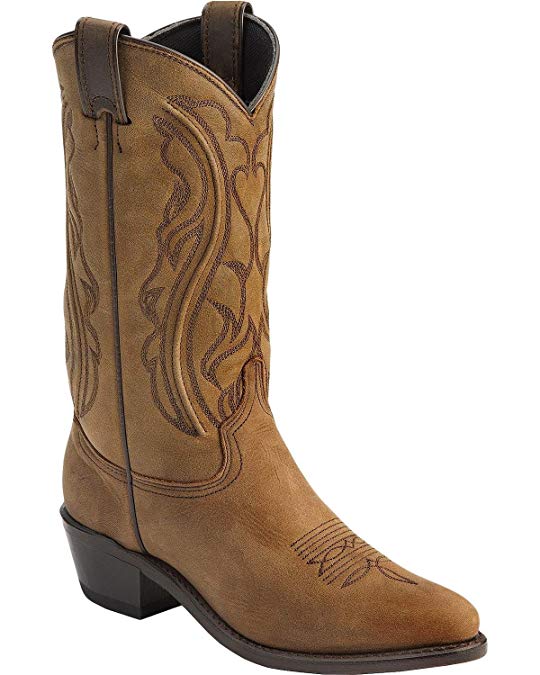 Abilene Sage Boots Longhorn Western Boots Cowboy Cowgirl Boots Distressed Brown Ladies 5 1/2 M