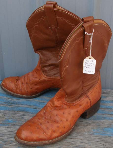 Remington Western Boots Full Quill Ostrich Cowboy Boots Brown Mens 8 D
