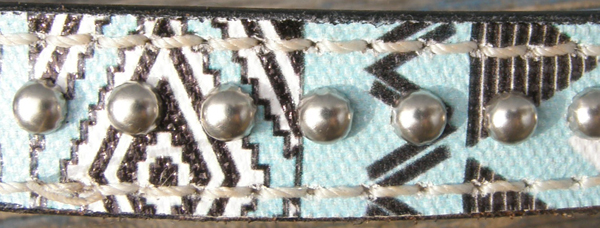 Showman? Hilason? Turquoise Bling Browband Western Bridle Breastcollar Set Turquoise/Black/Silver Cross Conchos Silver Dot Trim Western Headstall 7' Split Reins Breast Collar Cob Horse Chestnut Leather