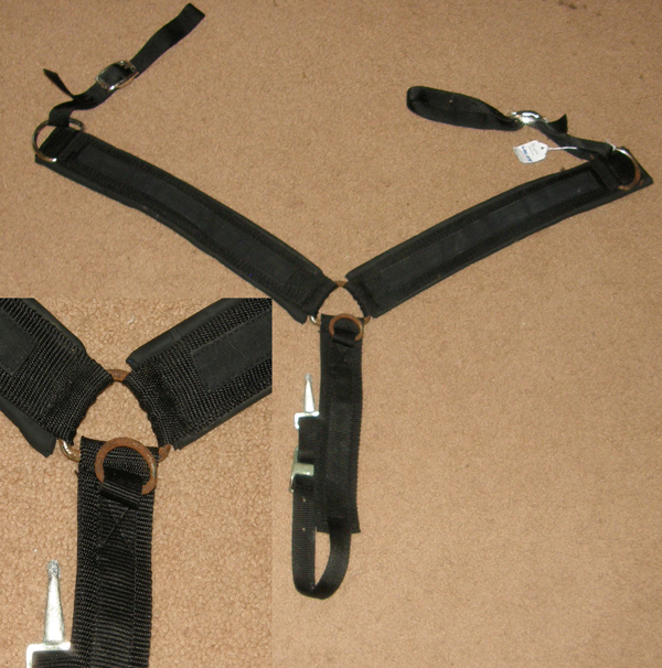 2” Center Ring Neoprene Lined Nylon Western Breastcollar Padded Synthetic Western Breast Collar Black Cob/Arabian/S Horse