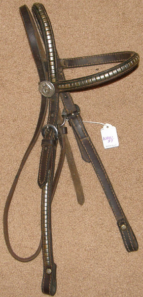 Vintage? Western Bridle Silver Link Trim Straight Breast Collar Leather Western Browband Headstall Center Ring Western Breastcollar Silver Trim Dark Brown Horse