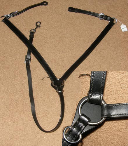 Leather Straight Western Breast Collar Center Ring Western Breastcollar Black Horse/L Horse