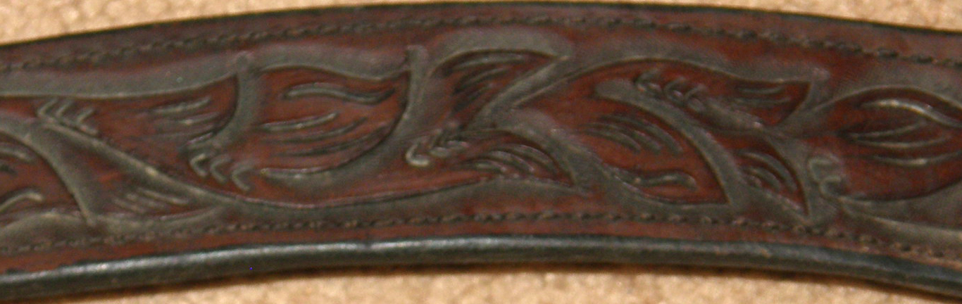 Vintage Shaped Leather Western Breastcollar Tooled Shaped Breastcollar Center Ring Roper Breast Collar