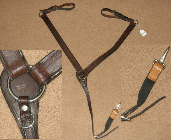 Tory Leather Western Breastcollar Center Ring Bridle Leather Straight Breast Collar Dark Oil