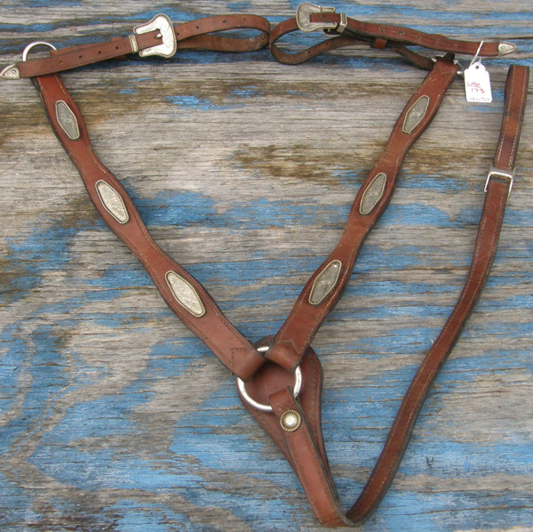 Vintage Arabian Western Shaped Center Ring Breastcollar Silver Trim Western Breast Collar Brown Horse