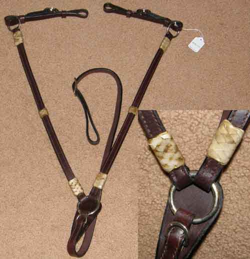 Dark Oil Braided Rawhide Western Breastcollar California Braid Western Breast Collar Center Ring