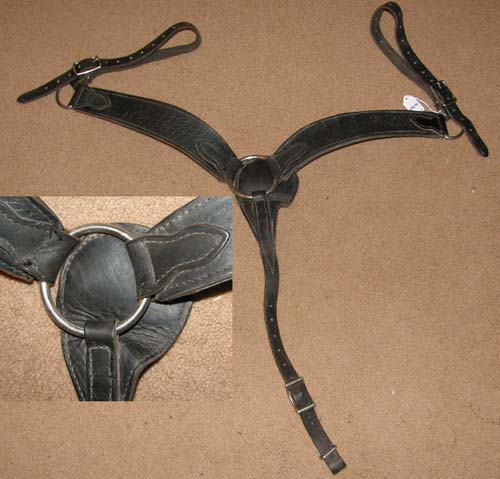 Western Breastcollar Basketweave Tooled Shaped Roper Breast Collar Black