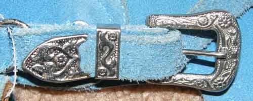Custom Western Show Chaps Western Equitation Chaps Scalloped Edges No Fringe Lt Blue Matching Suede Belt