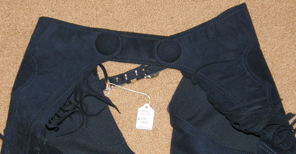 Hobby Horse Womens Fringed Ultrasuede Chaps Ultra Suede Western Show Chaps with Matching Belt Fringe Ultrasuede Western Chaps Navy Blue Indigo M Adult