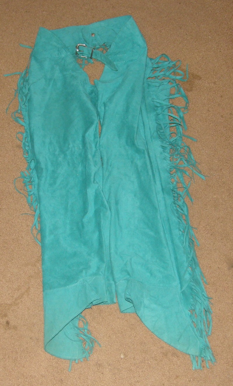 Ultra Suede Western Show Chaps with Fringe Ultrasuede Equitation Chaps Western Chaps Childs Leadline Aqua Teal