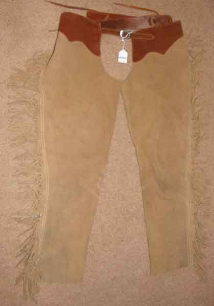 Western Show Chaps Western Chaps with Fringe Shotgun Chaps Tan/Russet Brown