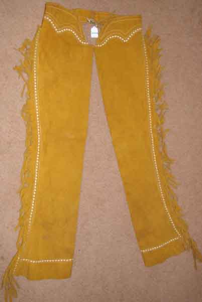 Buckstitch Buckskin Western Show Chaps Western Chaps Shotgun Chaps with Fringe M/L Adult
