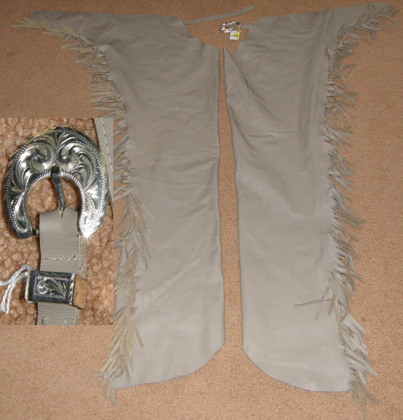 Custom Made Chaps Sand Tan Smooth Leather Western Show Chaps with Fringe Western Chaps