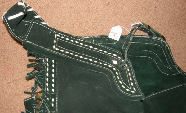 Vintage Buckstitch Western Show Chaps Western Chaps Shotgun Chaps with Fringe Mexico Silver Buckle Silver Bar Trim Forest Green M Adult