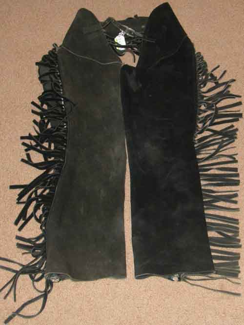 Western Show Chaps Shotgun Chaps Western Chaps with Fringe Child S/M Black