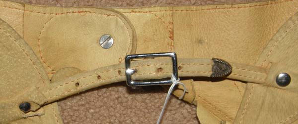 Vintage? J.L. Chrisman Ultrasuede Western Show Chaps with Scalloped Edges Calfskin? Buckskin Western Equitation Chaps with Fleming Silver Tip M Adult Tall