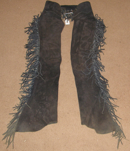 Suede Western Chaps with Fringe Western Show Chaps Equitation Chaps S Youth Dark Navy Blue/Black