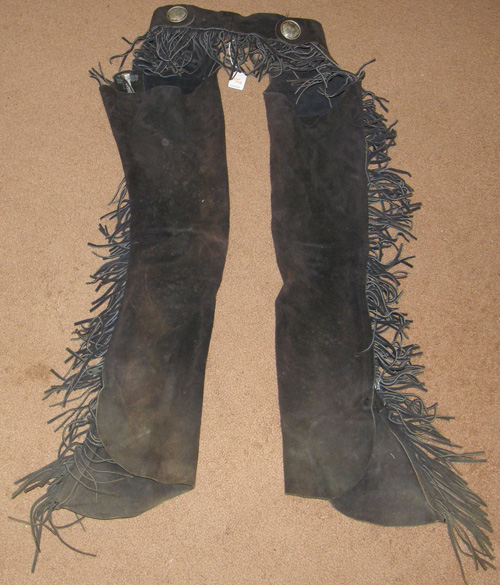Suede Western Chaps with Fringe Western Show Chaps Equitation Chaps S Youth Dark Navy Blue/Black