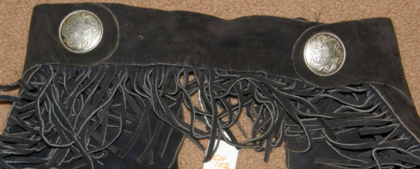 Suede Western Chaps with Fringe Western Show Chaps Equitation Chaps S Youth Dark Navy Blue/Black
